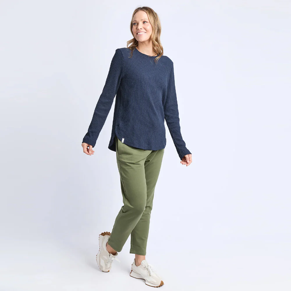 Veronica Rib Long Sleeve Tee - Navy - Image 6