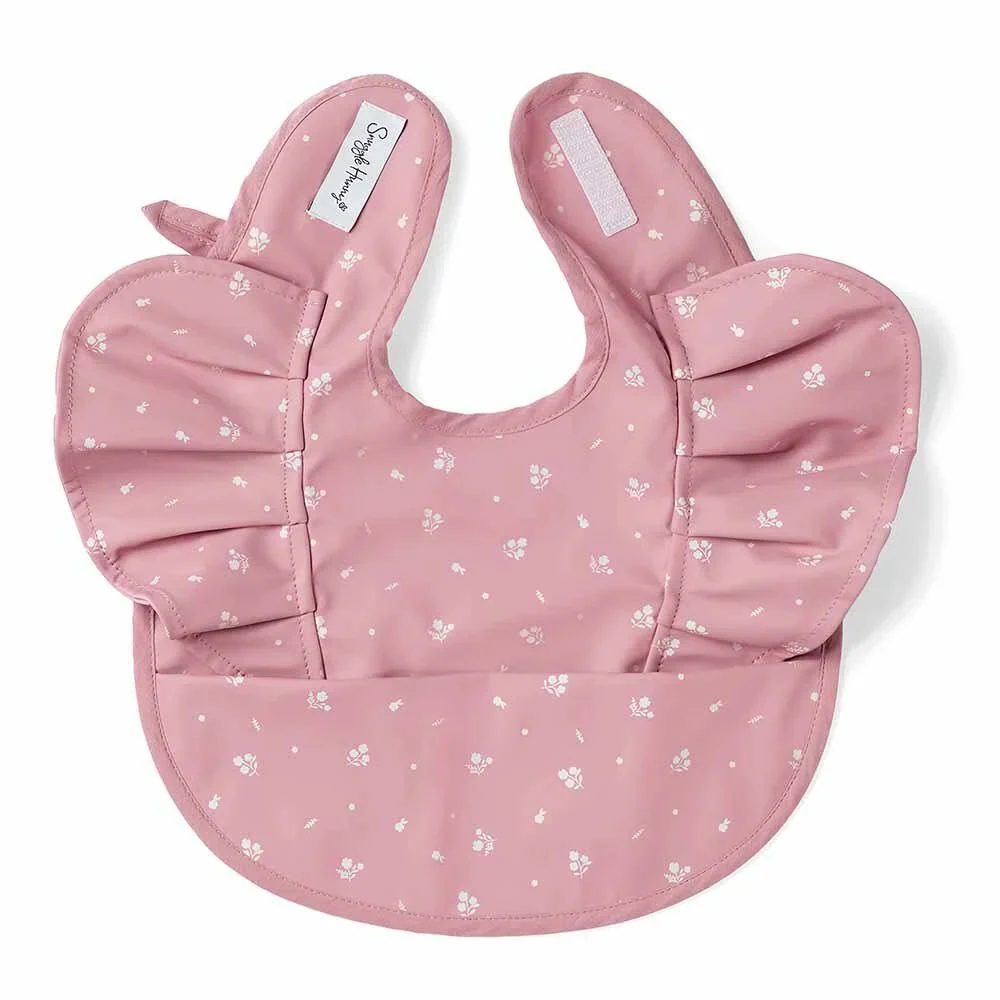 Waterproof Snuggle Bib - Pink Fleur Frill