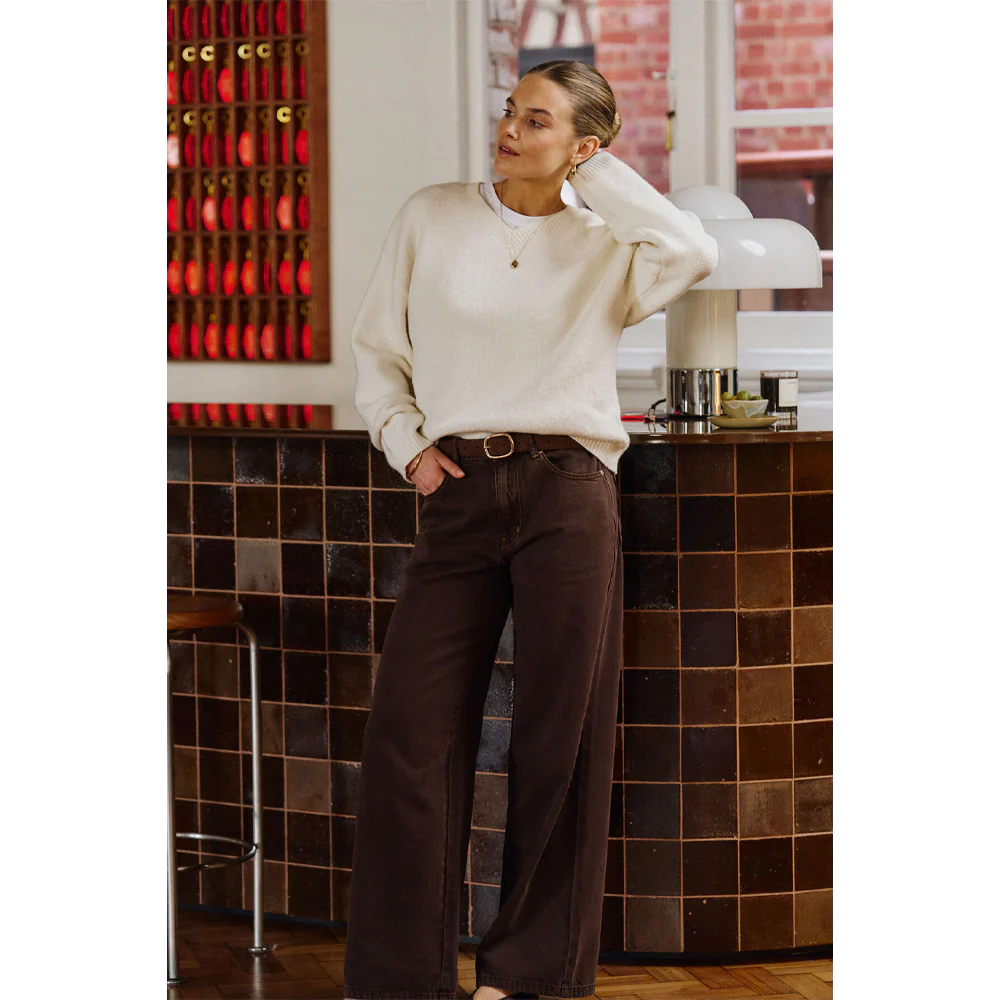Willow Soft Wide Leg Jean - Chocolate - Image 2