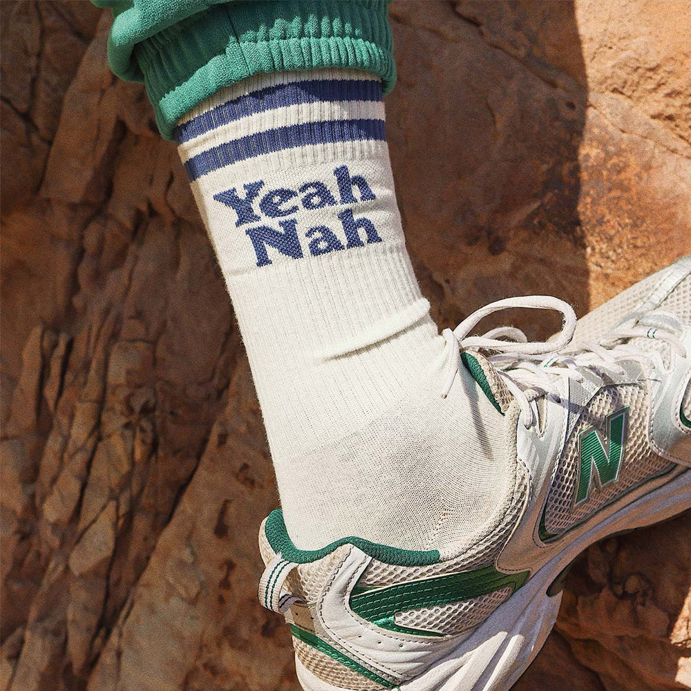 Yeah Nah Mens Socks - White - Image 2